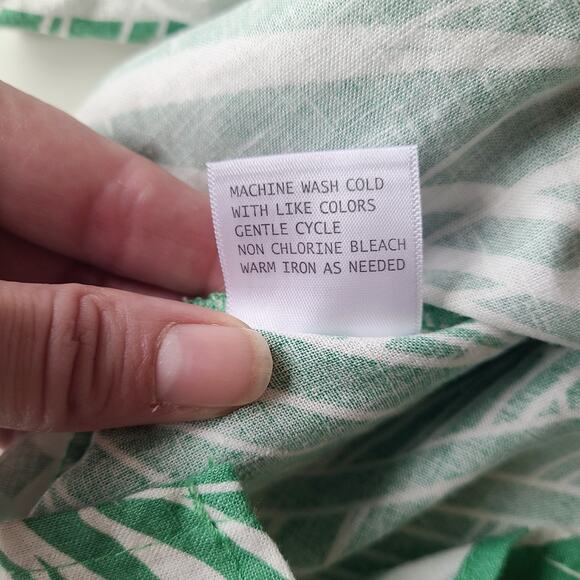 Panama Jack Womens XS Green White Palm Front Tropical Print Linen Blouse Botanic - Picture 8 of 8